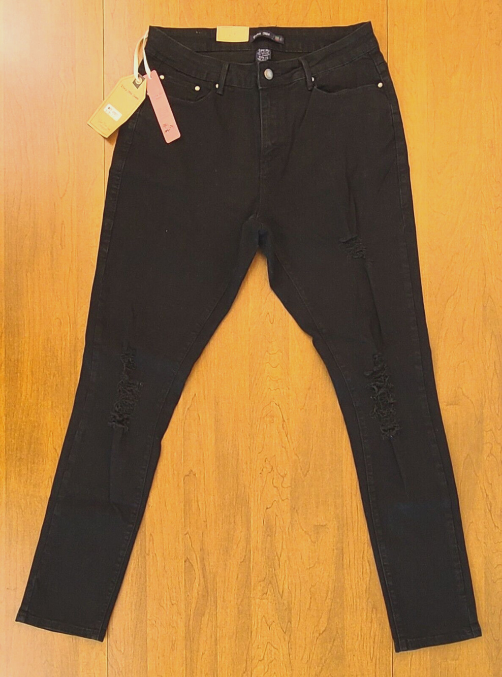 Vins Me Women's Black Distressed Fashion Jeans Jr Sz 17 Model V2071 Inseam 32